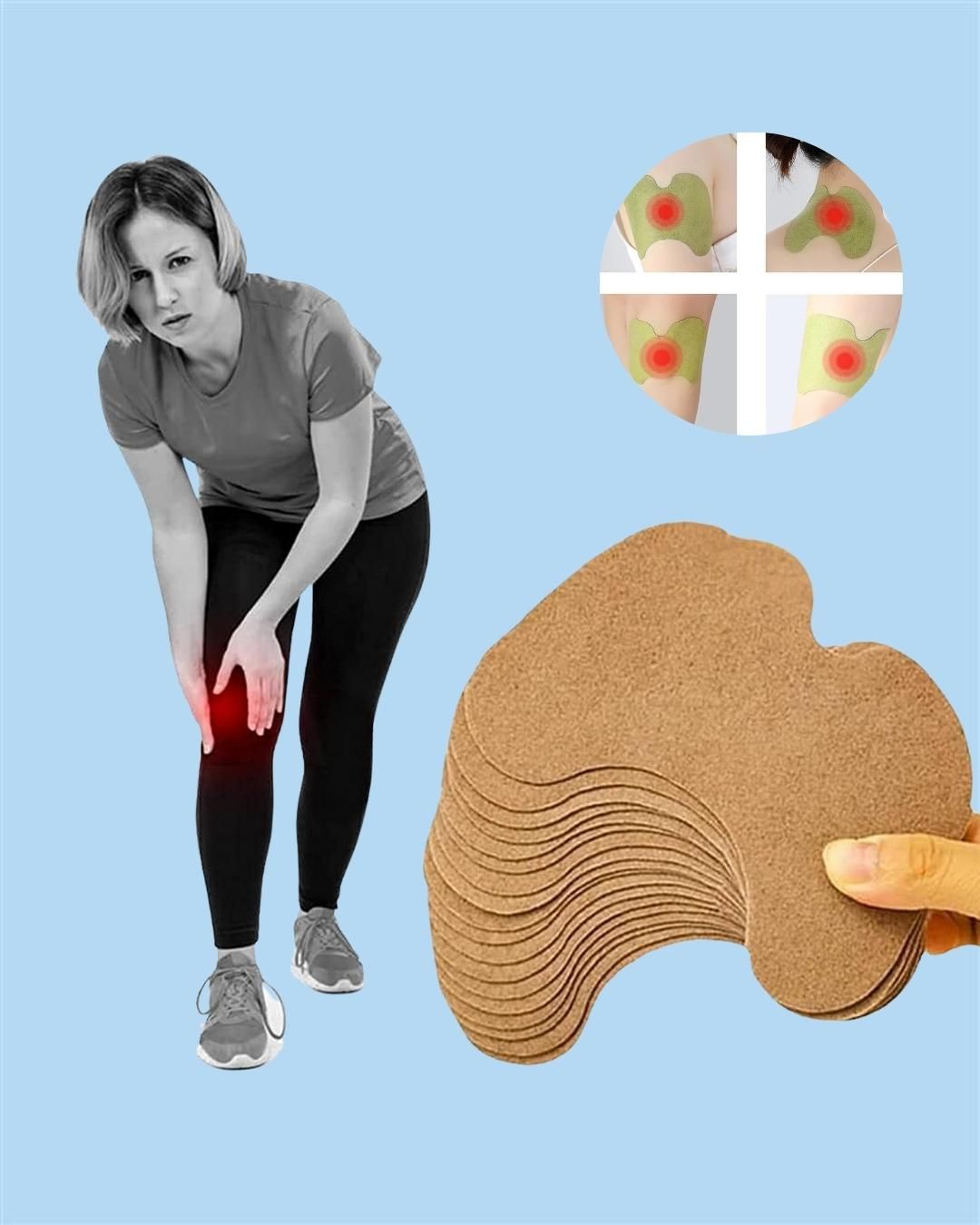 Knee Patches Pack of 10 – Instant Pain Relief with Natural Moxa Heat Therapy